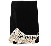 Cubierta semicubierta a prueba de polvo para piano, cubierta protectora para piano de cola de 88 teclas, tela decorativa de franela con borde de volante fino (Negro)