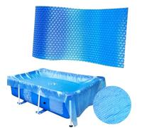 Cubierta solar para piscina, lona solar rectangular, lona solar con burbujas, se puede cortar a medida, azul, más gruesa y duradera, para piscina inflable de jardín (260 x 170 cm)