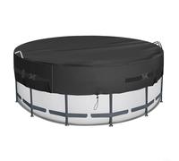 Cubierta solar redonda para alberca, impermeable, tela Oxford, protección UV, escudo contra polvo y escombros para piscinas sobre el suelo, mantiene el agua limpia, fácil de instalar, color negro, 8