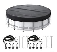Cubierta solar redonda para piscina con tela Oxford 210D, diseñada para un ajuste seguro y absorción de calor (10 pies)