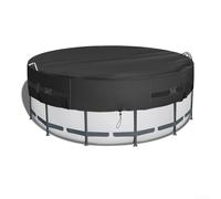 Cubierta solar redonda para piscinas inflables y con marco de metal, tela impermeable de PVC con costuras dobles para bloquear hojas y suciedad, color negro, 2,4 m (10 pies)