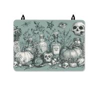 Cubierta superior de estufa de calabaza para estufa eléctrica, botella de calavera gótica de Halloween, superficie de poliuretano verde, cubierta de cocina para encimera, extensión de espacio