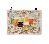 Cubierta superior de estufa de cerveza para estufa eléctrica, vidrio de crisantemo rústico vintage de verano, dorado, lavable, cubierta superior eléctrica, protector de cabina y cocina, 28 x 20