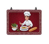 Cubierta superior de estufa de chef para estufa eléctrica, pan de sopa vintage culinaria, sin goma roja, antideslizante, para inducción o caravana, decoración de cocina, 28 x 20 pulgadas