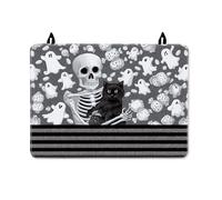Cubierta superior de estufa de esqueleto para estufa eléctrica, Halloween, fantasma, gato, fantasma, Halloween, negro, impermeable, parte superior plana, protector eléctrico, decoración de encimera de