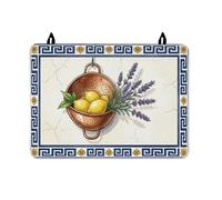 Cubierta superior de estufa de limón para estufa eléctrica, colador de lavanda rústico mediterráneo para verano, superficie de poliuretano amarillo, cubierta de caravana para espacios de cocina
