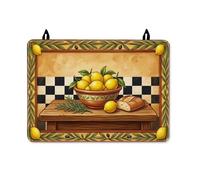 Cubierta superior de estufa de limón para estufa eléctrica, cuenco rústico de granja, pan de verano, superficie de poliuretano amarillo, parte superior plana, protector eléctrico, decoración festiva