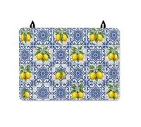 Cubierta superior de estufa de limón para estufa eléctrica, estilo mediterráneo, rústico, diseño de estrella y flores, color azul, lavable, impermeable, para espacios de cocina pequeños, decoración de