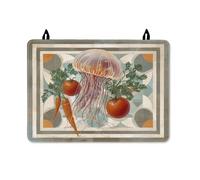 Cubierta superior de estufa de medusas para estufa eléctrica, moderna y artística de zanahoria, tomates de verano, superficie de poliuretano rojo para inducción o decoración de cocina de cabina