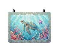 Cubierta superior de estufa de tortuga para estufa eléctrica, diseño de estrella de mar de coral bajo el agua, color azul verano, lavable, impermeable, para inducción o caravana, decoración de cocina