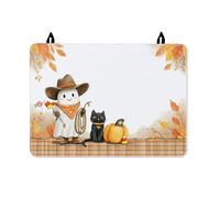 Cubierta superior de estufa fantasma para estufa eléctrica, diseño de gato fantasma, calabaza, Halloween, naranja, de goma, antideslizante, para superficie de vidrio, decoración de cocina, 28 x 20