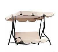 Cubierta superior para silla de columpio de jardín, 164 x 114 x 15 cm, techo de repuesto impermeable, para columpios de 3 asientos (beige)