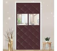 Cubierta Térmica Para Puerta De Invierno Cortina Térmica Magnética Espesar Con Ventana Transparente Cortina Aislante Termica Para Balcón Terraza O Sala De Estar(Marrón,125x215cm)