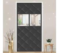 Cubierta Térmica Para Puerta De Invierno Cortina Térmica Magnética Espesar Con Ventana Transparente Cortina Aislante Termica Para Balcón Terraza O Sala De Estar(Negro,180x220cm)