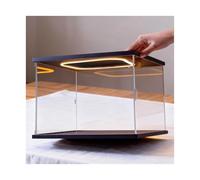Cubierta transparente para vitrina, Expositor acrílico con luces LED y puerta for coleccionables, base de madera, varios tamaños(35x35x35cm(14"x14"x14"))