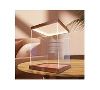 Cubierta transparente para vitrina, Vitrina de acrílico ligera del LED con tamaños múltiples madera los coleccionables la base y tapa 30m m(20x20x10cm(8x8x4in))