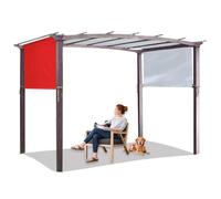Cubierta universal impermeable para sombrilla de patio, tela Oxford 210D, toldo de repuesto para exteriores, para jardín, porche, patio, muebles de ratán (4,8 x 2,4 m, rojo)