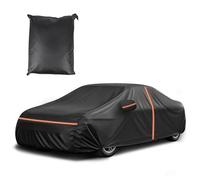 Cubierta Universal Impermeable para Todo Clima para automóvil con Cremallera en el Lado Derecho y Bolsillo para Espejo retrovisor 190T-PU para sedán de 187" a 192" Largo Proteger la Pintura del Coche