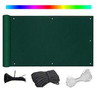 Cubierta verde para balcón al aire libre, 120 x 800 cm, resistente a la intemperie, protección UV, con bridas para cables, para patio y jardín, mejora la privacidad y la estética