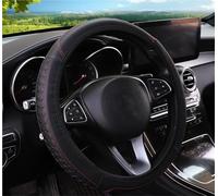 Cubierta Volante Coche Cubierta Volante Automóvil Está Hecha Cuero Tejido PU A Cuadros Es Adecuada para Decoraciones Interiores Automóviles(Red)