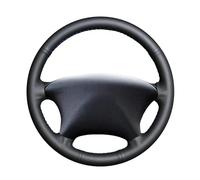 Cubierta Volante Coche Funda para Volante De Coche De Piel Sintética Suave Negra Cosida A Mano para Citroen para Xsara para Picasso 2001-2004 para Peugeot para Partner Funda Volante(Negro)