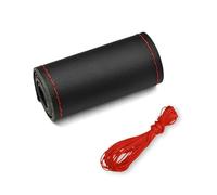 Cubierta Volante Coche Funda Universal De Cuero para Volante De Coche De 38 Cm 14" Transpirable Y Antideslizante Color Negro Y Gris para Coser A Mano(Black Red (Smooth))