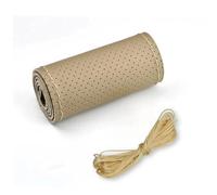 Cubierta Volante Coche Funda Universal De Cuero para Volante De Coche De 38 Cm 14" Transpirable Y Antideslizante Color Negro Y Gris para Coser A Mano(Beige (Hole))
