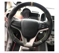 Cubierta Volante Coche para Chevrolet para Cruze 09-14 | Para Aveo Para Holden Para Cruze Protector Para Volante Coche Fibra Carbono Ante Negro Cosido A Mano(Yellow Thread)
