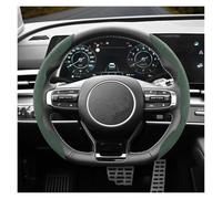 Cubierta Volante Coche para Kia Ev3 para Cerato 2 para Stonic para Xceed para Morning K3 Hebilla Antideslizante Cubierta De Volante Gamuza Segmentada(Green D-Shaped 2PC)