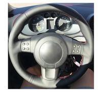 Cubierta Volante Coche Para Seat Para Ibiza 6L Para Leon 2007 2008 Protector para volante coche cosido a mano cuero Artificial negro Protector Volante Coche(Black Thread)