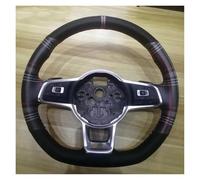 Cubierta Volante Coche Para VW para Golf R MK7 para Golf 7 para GTI para Polo para Scirocco cuero negro nuevo patrón cuero celosía protector volante coche Protector Volante Coche(Red thread)