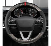 Cubierta Volante Fundas Volante Para SEAT Para Ibiza Para Exeo Para Ateca Para Altea Para Turedo Para Tarraco Fundas Volante Cuero Y Fibra Carbono 38 Cm(GREY O SHAPE)