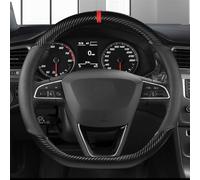 Cubierta Volante Fundas Volante Para SEAT Para Ibiza Para Exeo Para Ateca Para Altea Para Turedo Para Tarraco Fundas Volante Cuero Y Fibra Carbono 38 Cm(BLACK D SHAPE)