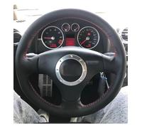 Cubierta Volante para A3 3 para Radios 2000-2003 para TT 1999-2005 A4 B6 2002 Protector De Cuero Artificial para Volante Coche(White Thread)