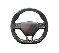 Cubierta Volante para Skoda para Octavia 2017 Cosido a Mano Gamuza Negra Fibra de Carbono Protector para Volante Coche(Light Blue)