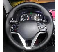 Cubierta Volante Protección Suave Cubierta Cuero Perforado Embellecedor Para Hyundai Para Tucson 3 2015-2019 Volante Coche Trenzado A Mano(Yellow Thread)