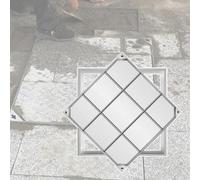 Cubierta y marco invisible de acero inoxidable, tapa séptica cuadrada en T con base para jardín al aire libre y entrada (50 x 50 x 5 cm)