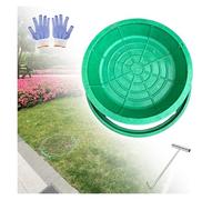 Cubierta y marco para tanque séptico de 50 cm, tapa redonda de césped subterráneo con agujeros de extracción manual y gancho, accesorio duradero y resistente a la intemperie