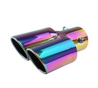 CubiertaAire Punta Escape Doble Acero Inoxidable Tubo Corte Inclinado Extensión Modificación Decoración Silenciador autoGarganta(Multicolor Straight)