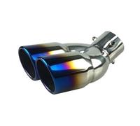 CubiertaAire Punta Escape Universal Para Coche Doble Salida Puntas Acero Inoxidable Silenciador Tubo Accesorios 63mm autoGarganta(Blue W)