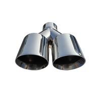 CubiertaAire Punta Silenciador Escape Brillante Sarga Doble En Forma Y Longitud Garganta Cola Acero Inoxidable Universal autoGarganta(76.2mm-89mm)