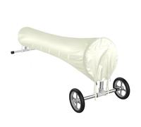 Cubiertas Carrete Piscina, 420D Oxford Plegables Rodillo Enrollador Impermeable Polvo Manta Solar Anti-UV desgarro Protectora Cordón Sistema de Rollo Suelo alberca (Beige, 16FT)