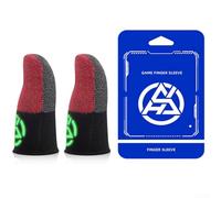 Cubiertas de dedos optimizadas al tacto con mezcla de fibra plateada para estabilidad y sensibilidad al jugar en dispositivos móviles (rojo)