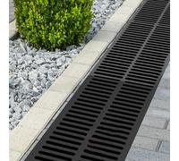 Cubiertas de drenaje cortadas para exteriores, rejillas de drenaje de jardín, rejilla de alcantarillado negra, rejilla de canal rectangular, sistema de rejilla de drenaje (50 x 30 x 2,5 cm)