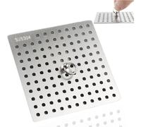 Cubiertas de drenaje de acero inoxidable 304 con anillo de asa, protectores cuadrados de drenaje de ducha, protector de drenaje, cubierta de remolino, 1 unidad (14 x 14 cm)