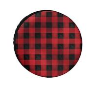Cubiertas de neumáticos a cuadros rojos y negros, impermeables, anti UV, 26 pulgadas, cubiertas de rueda de un solo eje para caravana, camión, SUV, remolque, universal para todas las estaciones