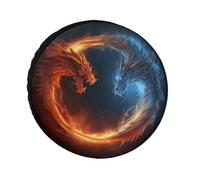 Cubiertas de neumáticos de dragón de fuego y hielo, impermeables, anti UV, cubierta de neumático de 28 pulgadas, cubiertas de rueda de un solo eje para RV, camión, SUV, remolque, universal para todas