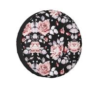 Cubiertas de neumáticos de Navidad con flores rosas, fundas de ruedas impermeables para autocaravanas, remolques, autocaravanas, camiones, SUV