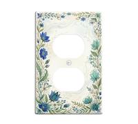 Cubiertas de pared dúplex con flores, placa de pared de plástico, tamaño estándar para enchufes eléctricos para recámara, baño, cocina, entrada