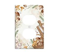 Cubiertas de pared dúplex de cocina con diseño de hongos, cuchillo de ajo natural rústico, color beige, plástico, tamaño estándar, placas faciales para enchufes eléctricos para el hogar, sala de estar